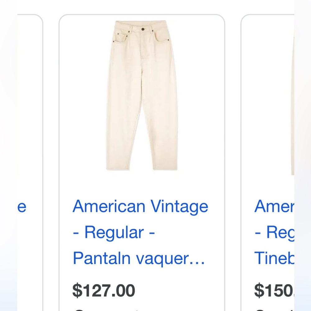 American Vintage bone white denim Tineborow